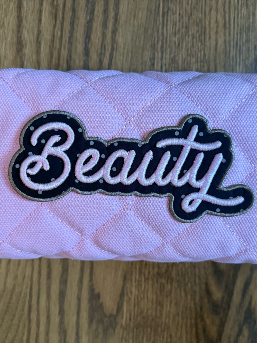 Stoney Clover Lane Pink Quilted Travel Pouch with Beauty Patch